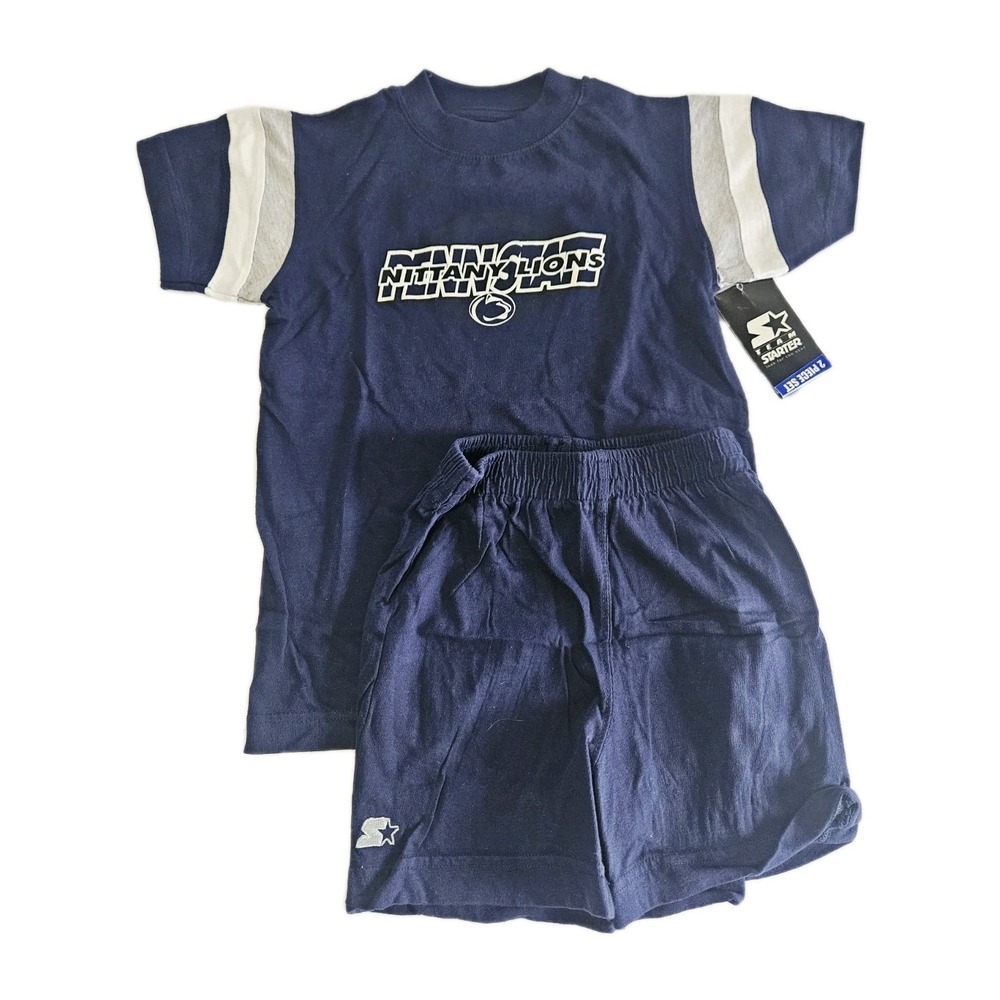 NEW Penn State Starter Brand Kids Size (4-5) Shirt And Shorts Nittany Lions Gear
